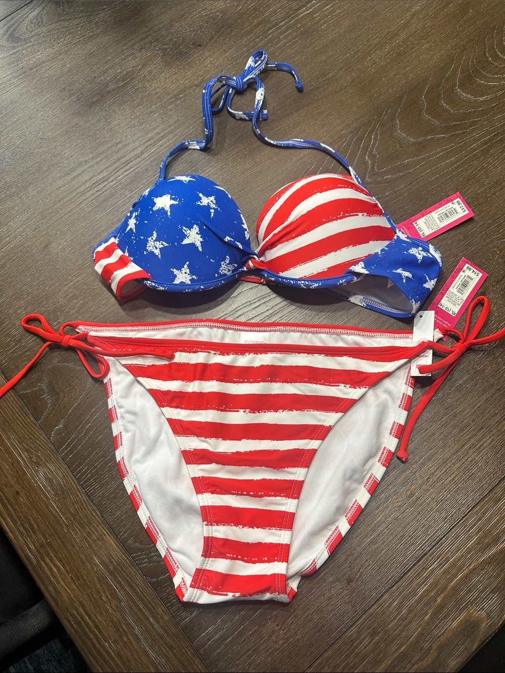Xhilaration Red White and Blue American Flag Print Bikini